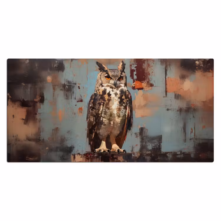 Geschilderd - Abstract - Uil - Bruin Muismat XXL klein -3d_leeg