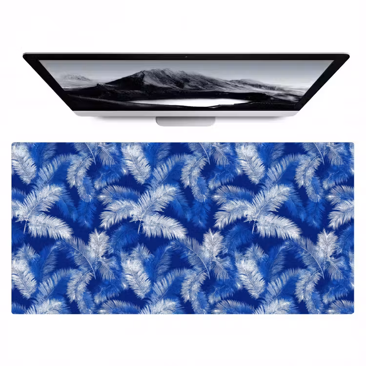 Palmblad - Patroon - Blauw Muismat XXL klein 681 -zzz3d
