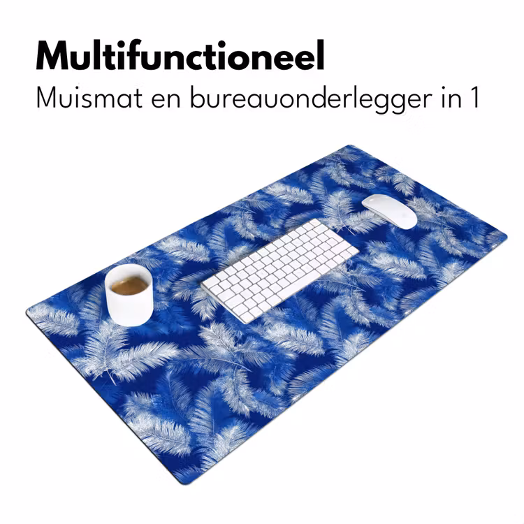 Palmblad - Patroon - Blauw Muismat XXL klein 681 -sfeer4