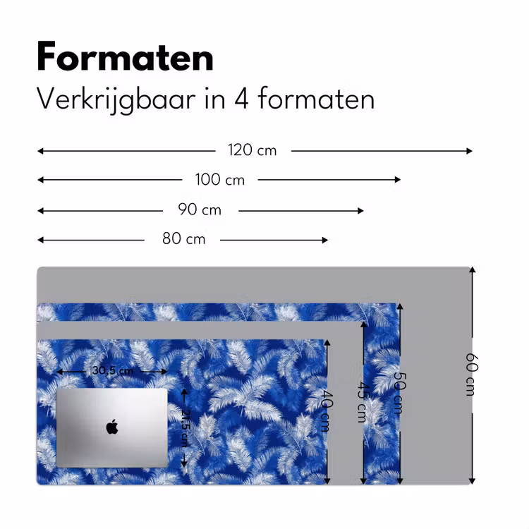 Palmblad - Patroon - Blauw Muismat XXL klein 681 -sfeer5