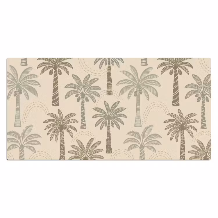 Palmbomen - Patroon - Tropisch - Beige Muismat XXL klein -3d_leeg