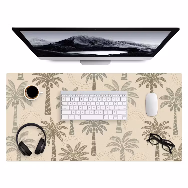 Palmbomen - Patroon - Tropisch - Beige Muismat XXL klein -3d