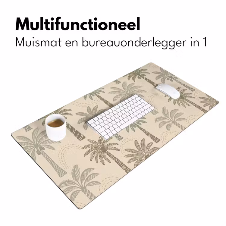 Palmbomen - Patroon - Tropisch - Beige Muismat XXL klein -sfeer4