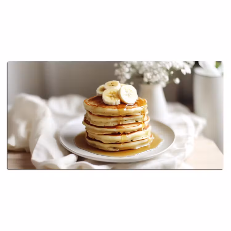 Pannenkoeken - Banaan - Siroop - Wit - Beige Muismat XXL klein -3d_leeg