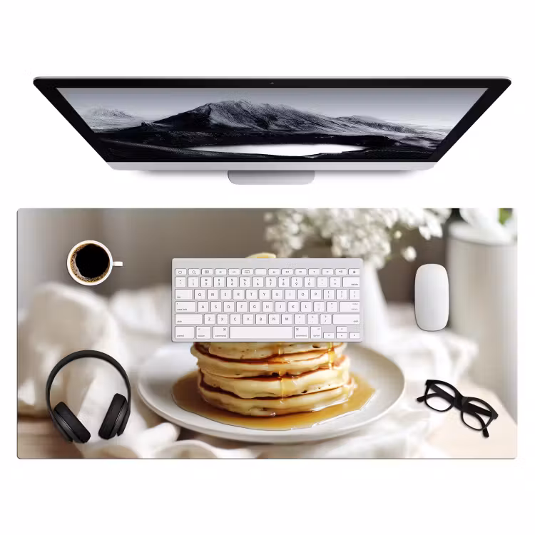 Pannenkoeken - Banaan - Siroop - Wit - Beige Muismat XXL klein -3d