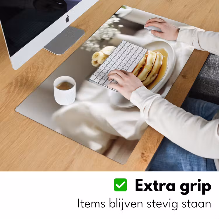 Pannenkoeken - Banaan - Siroop - Wit - Beige Muismat XXL klein -sfeer3