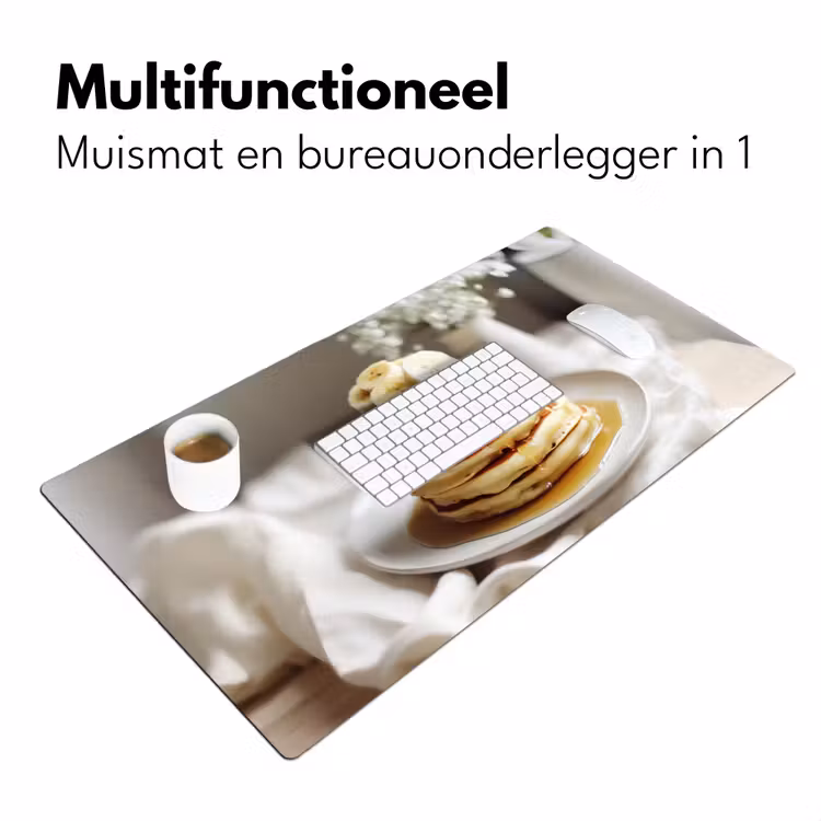 Pannenkoeken - Banaan - Siroop - Wit - Beige Muismat XXL klein -sfeer4