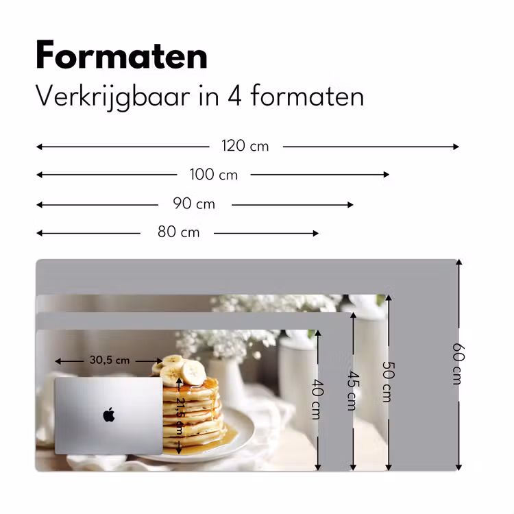 Pannenkoeken - Banaan - Siroop - Wit - Beige Muismat XXL klein -sfeer5