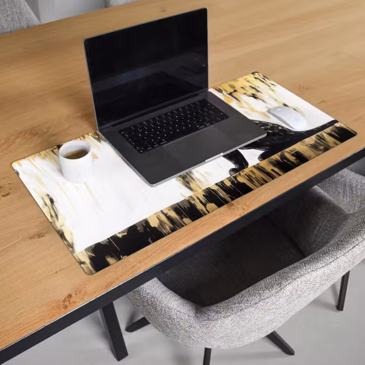 Panter - Zwart - Abstract - Goud Muismat XXL klein -sfeer1