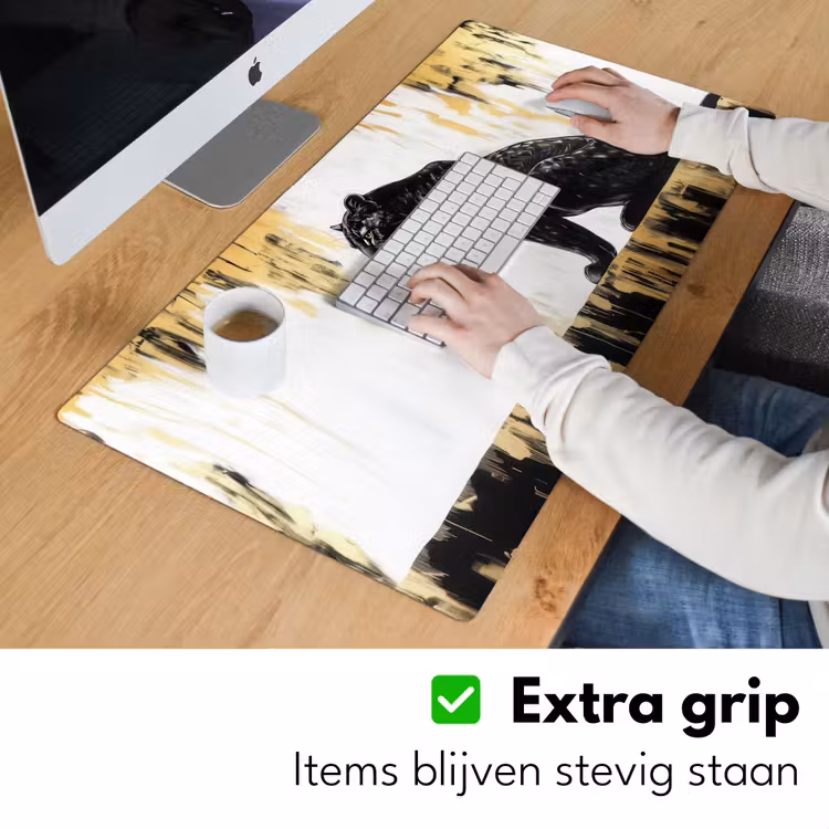 Panter - Zwart - Abstract - Goud Muismat XXL klein -sfeer3