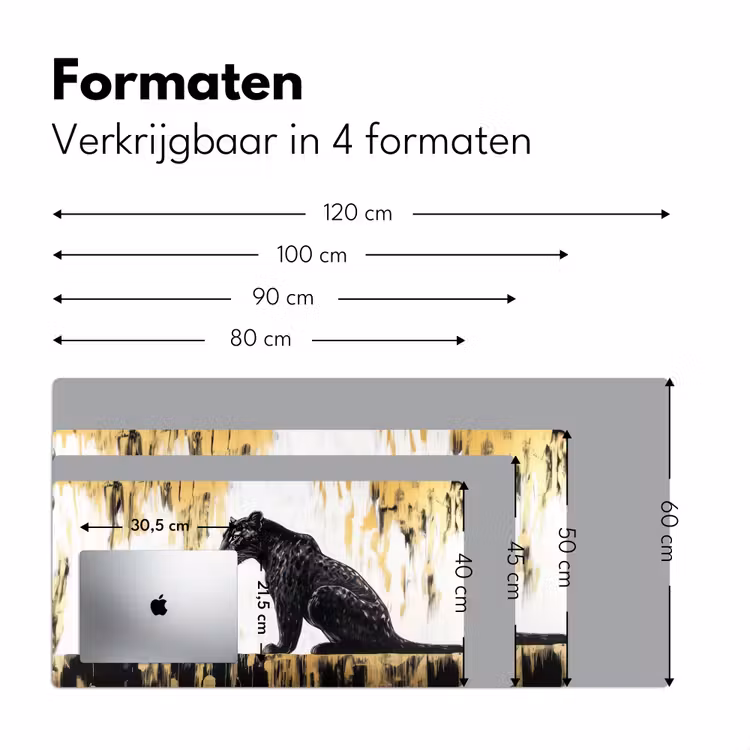 Panter - Zwart - Abstract - Goud Muismat XXL klein -sfeer5