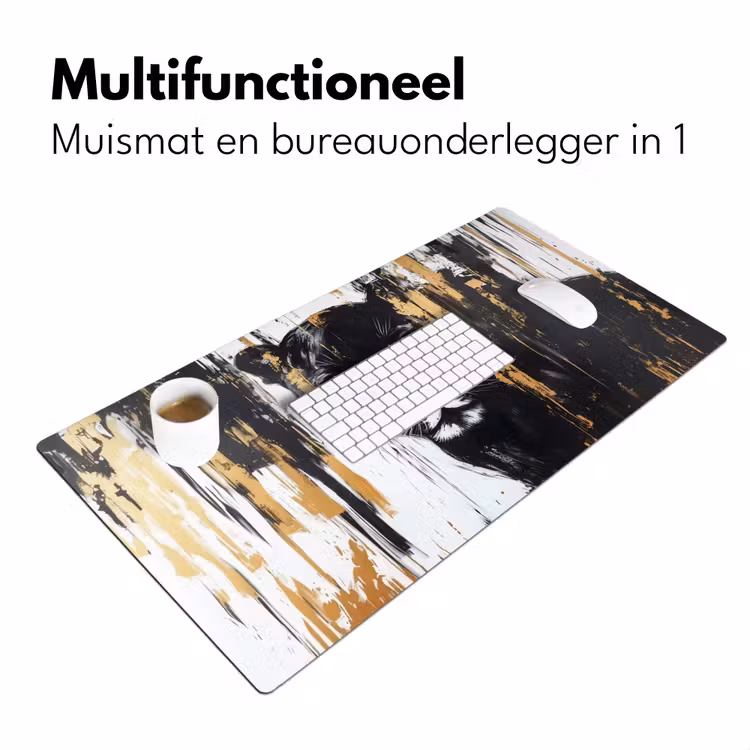 Panter - Zwart - Abstract - Verfstreken Muismat XXL klein -sfeer4