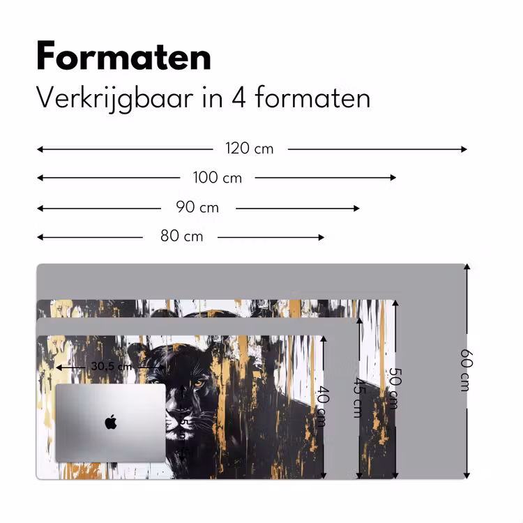 Panter - Zwart - Abstract - Verfstreken Muismat XXL klein -sfeer5