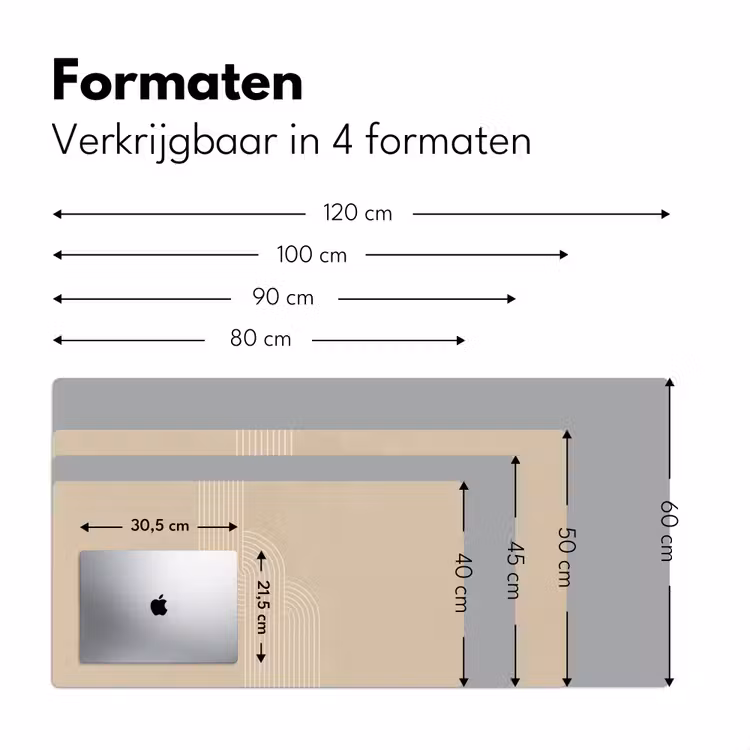 Parallelle lijnen - Lichte textuur - Beige Muismat XXL klein -sfeer5