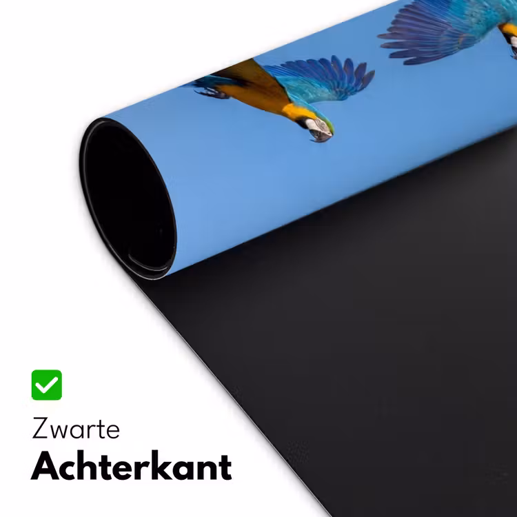 Papagaai - Vliegen - Blauw - Geel Muismat XXL klein -sfeer2
