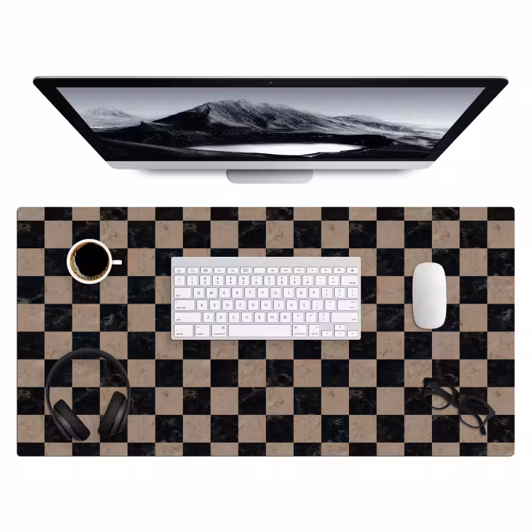 Patroon - Dambord - Marmer Muismat XXL klein 681 -3d