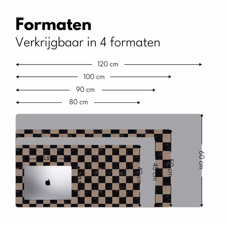 Patroon - Dambord - Marmer Muismat XXL klein 681 -sfeer5
