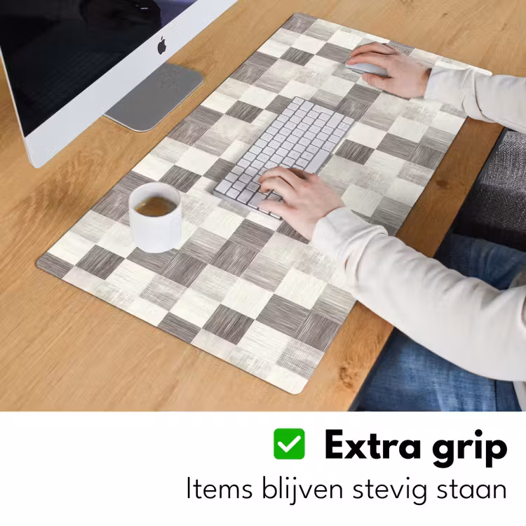 Patroon - Dambord - Houtnerf Muismat XXL klein 681 -sfeer3