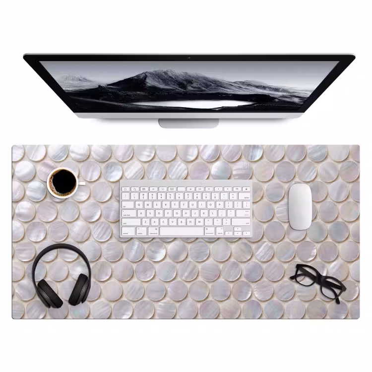 Patroon - Cirkels - Abstract - Modern - Wit Muismat XXL klein -3d