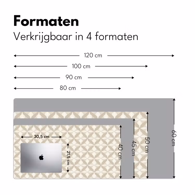 Patroon - Klassiek - Beige Muismat XXL klein 681 -sfeer5