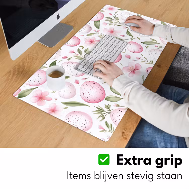 Patroon - Eieren - Roze - Pasen Muismat XXL klein -sfeer3