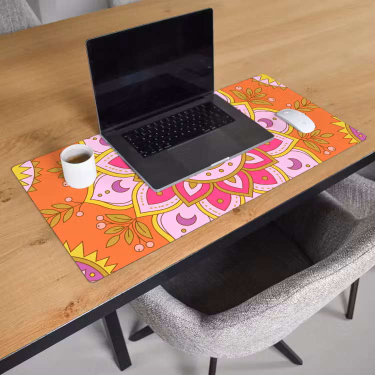 Patroon - Bloemmotief - Decoratie - Abstract - Roze Muismat XXL klein -sfeer1