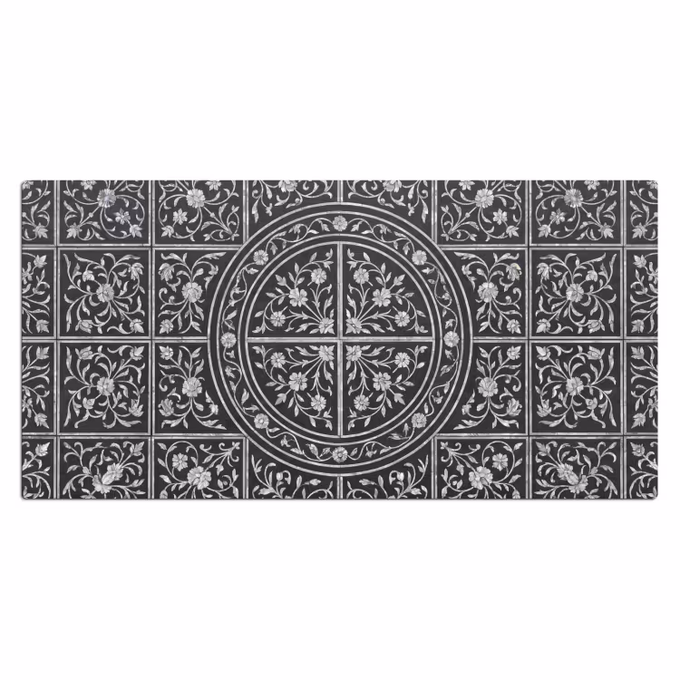 Patroon - Bloemmotief - Decoratie - Klassiek - Zwart Muismat XXL klein -3d_leeg