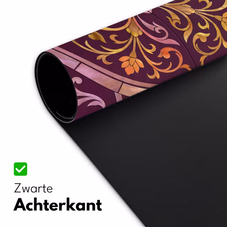 Patroon - Floraal - Oosters - Paars - Goud Muismat XXL klein -sfeer2