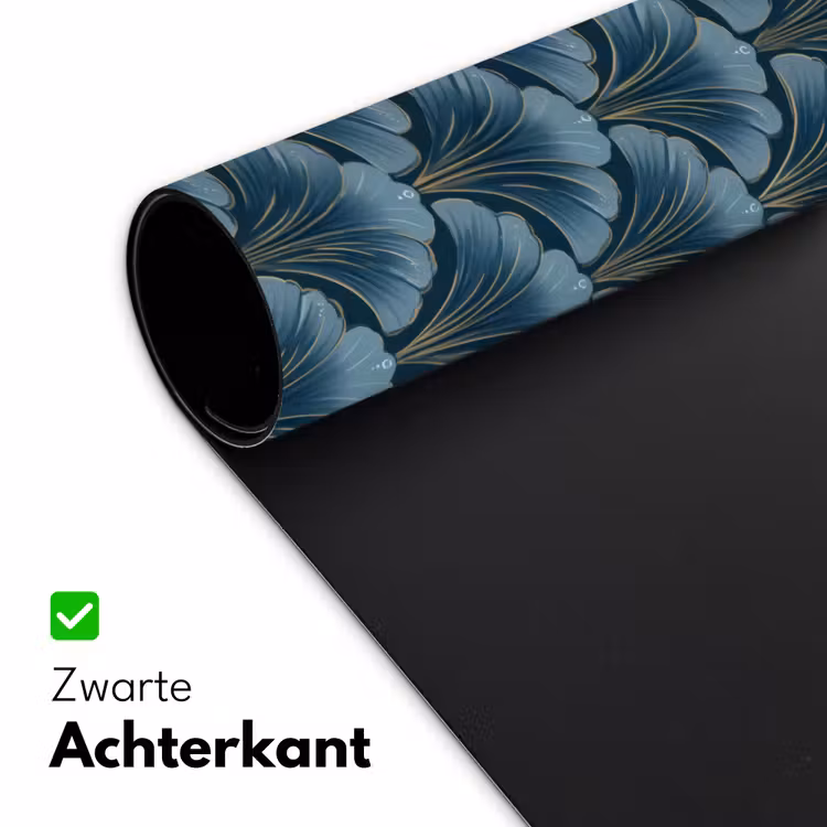 Patroon - Ginkgoblad - Blauw Muismat XXL klein 681 -sfeer2