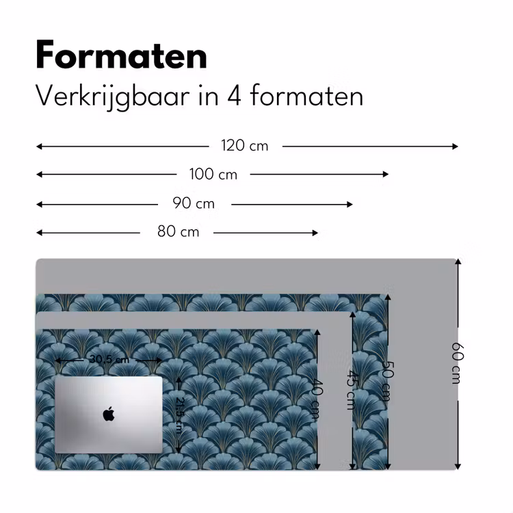 Patroon - Ginkgoblad - Blauw Muismat XXL klein 681 -sfeer5
