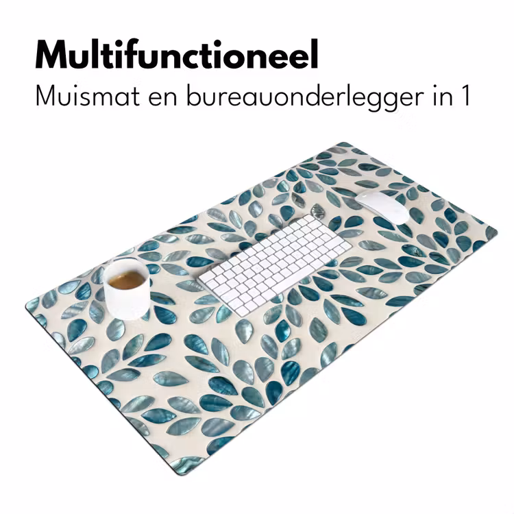 Patroon - Bladeren - Abstract - Modern - Turquoise Muismat XXL klein -sfeer4