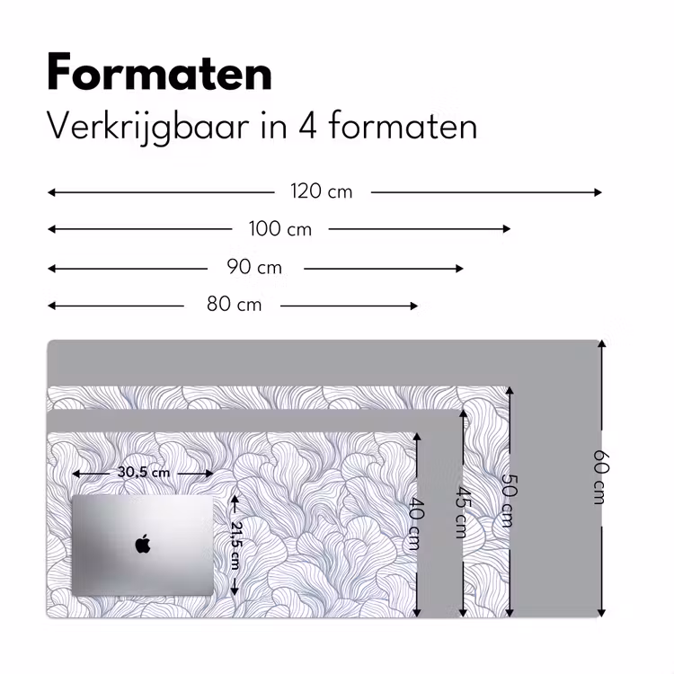 Patroon - Lijnen - Organisch - Abstract - Blauw Muismat XXL klein -sfeer5