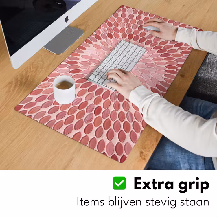 Patroon - Mozaïek - Ovaal - Abstract - Roze Muismat XXL klein -sfeer3