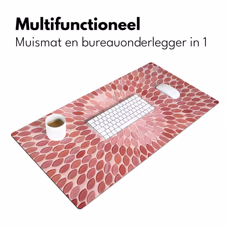 Patroon - Mozaïek - Ovaal - Abstract - Roze Muismat XXL klein -sfeer4