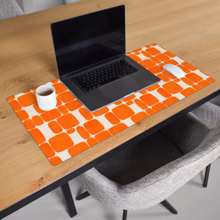 Patroon - Retro - Oranje Muismat XXL klein 681 -sfeer1
