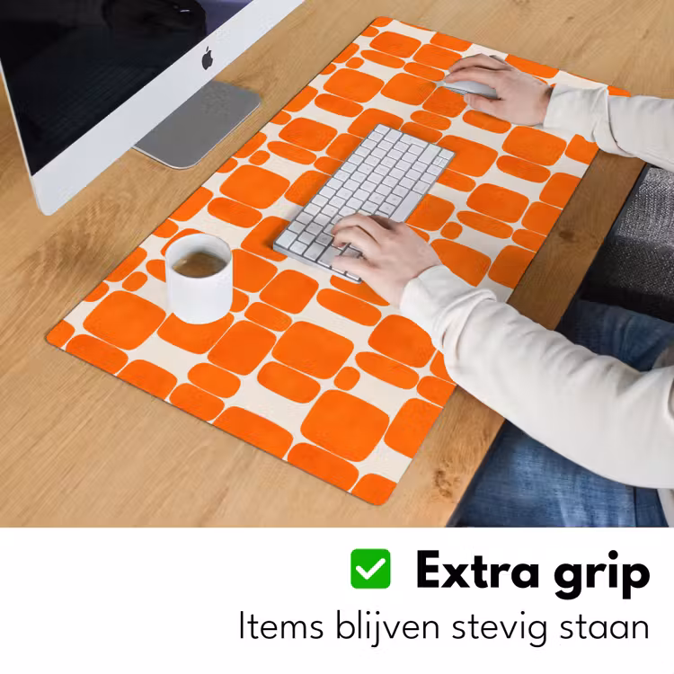 Patroon - Retro - Oranje Muismat XXL klein 681 -sfeer3