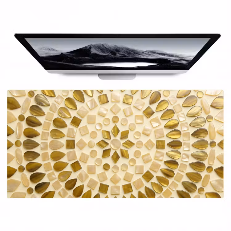 Patroon - Vormen - Mozaïek - Abstract - Goud Muismat XXL klein -zzz3d