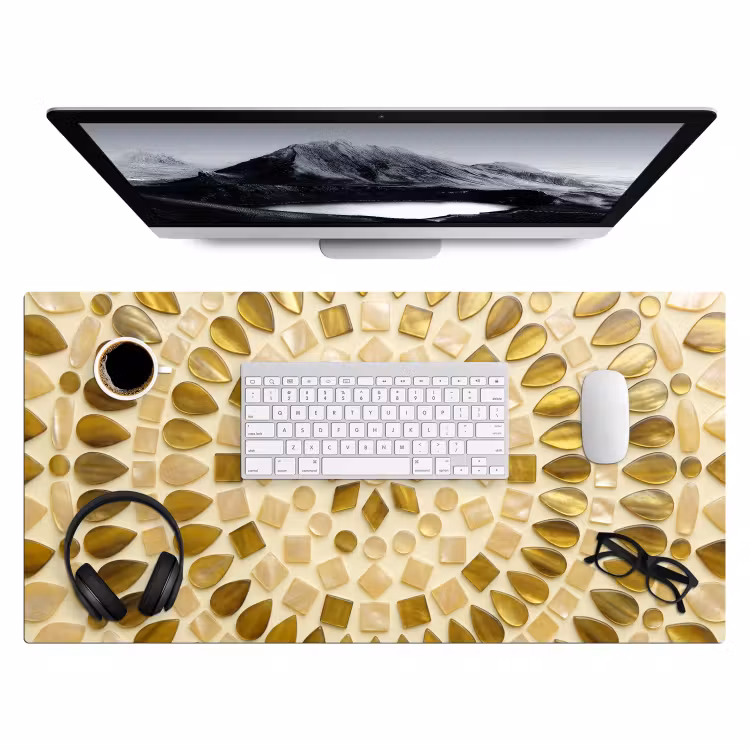 Patroon - Vormen - Mozaïek - Abstract - Goud Muismat XXL klein -3d