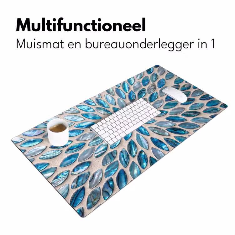 Patroon - Glans - Abstract - Blauw - Decoratie Muismat XXL klein -sfeer4