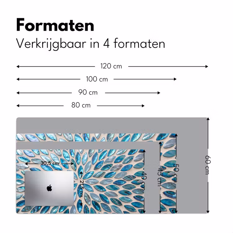 Patroon - Glans - Abstract - Blauw - Decoratie Muismat XXL klein -sfeer5