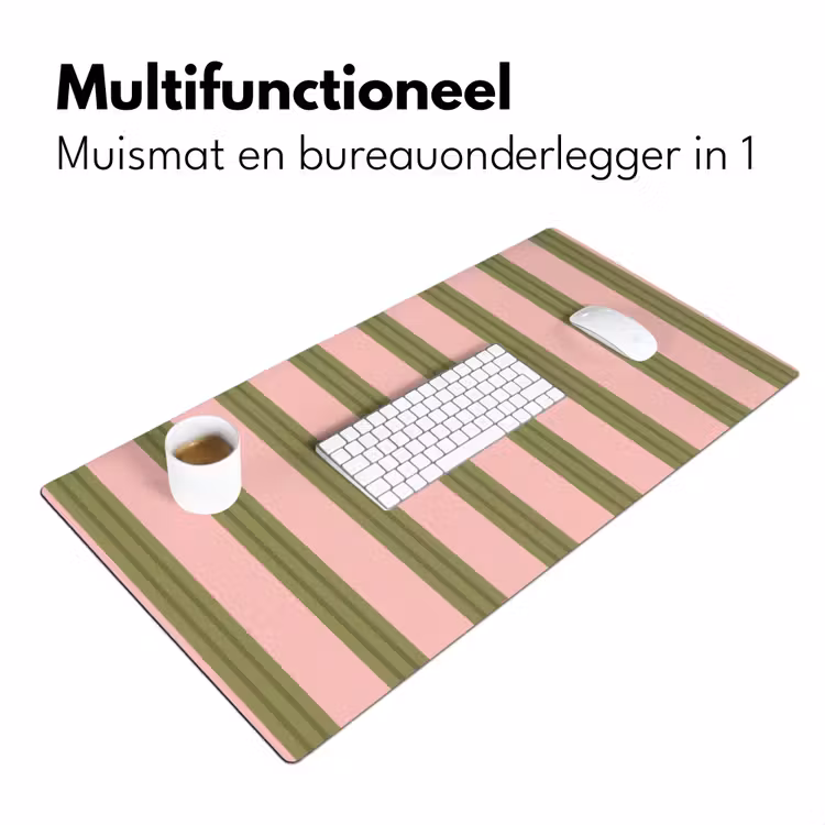 Patroon - Strepen - Abstract - Roze - Groen Muismat XXL klein -sfeer4