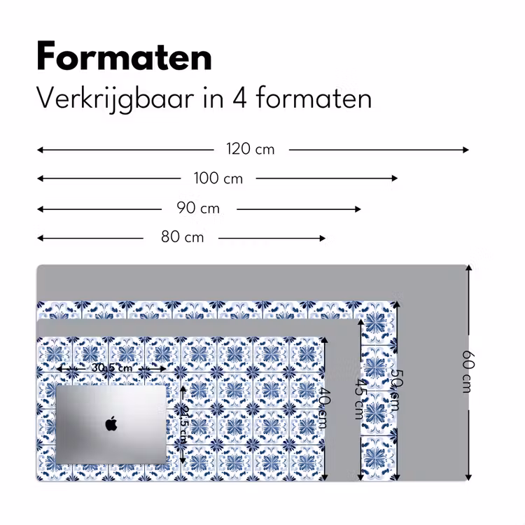 Patroon - Tegel - Blauw Muismat XXL klein 681 -sfeer5