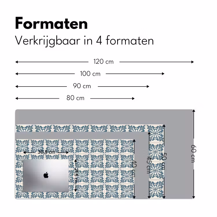 Dessin - Tegel - Blauw Muismat XXL klein 681 -sfeer5