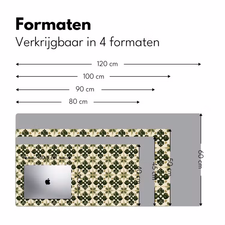 Patroon - Tegel - Groen Muismat XXL klein 681 -sfeer5