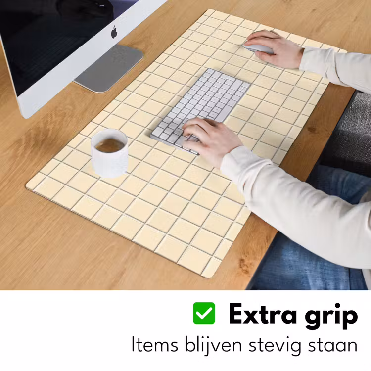 Patroon - Tegels - Gebroken - Wit Muismat XXL klein 681 -sfeer3