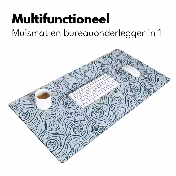 Patroon - Golven - Abstract - Modern - Blauw Muismat XXL klein -sfeer4