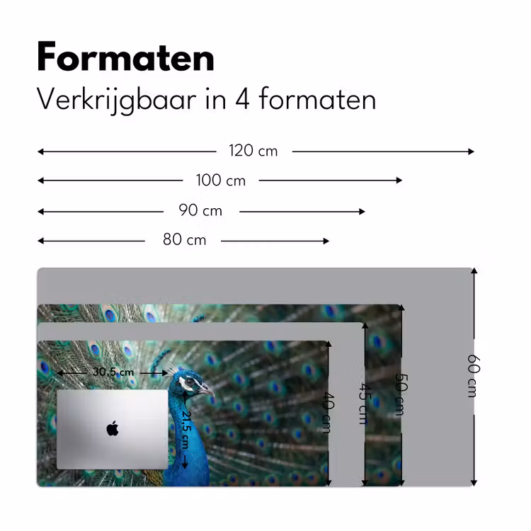 Pauw - Veren - Blauw Muismat XXL klein -sfeer5