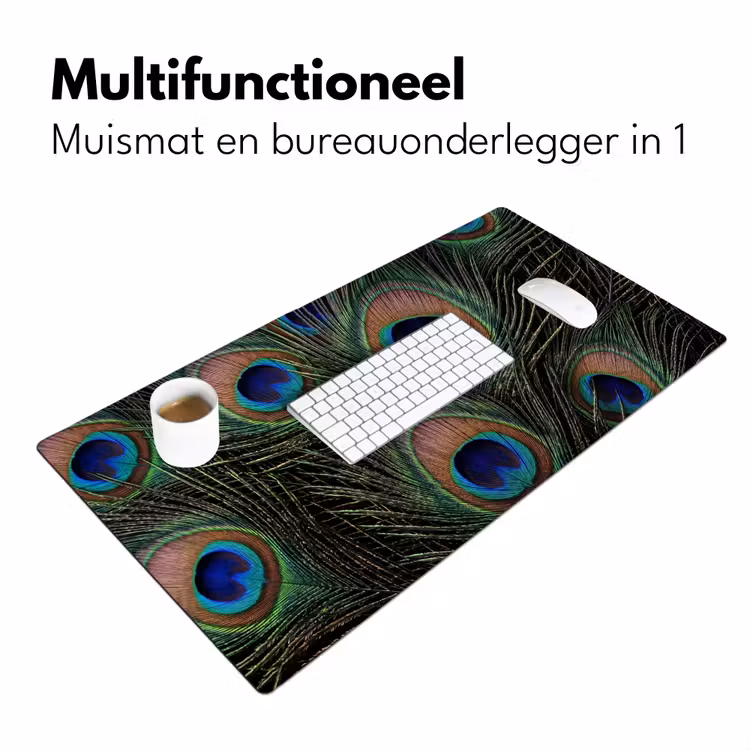 Pauwenveren - Klassiek - Groen Muismat XXL klein -sfeer4