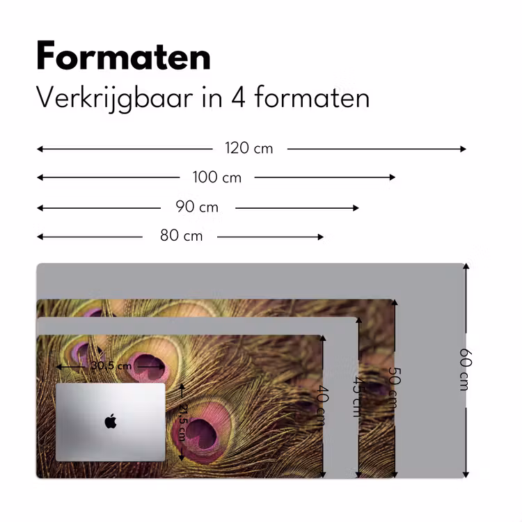 Pauw - Veren - Paars - Groen Muismat XXL klein -sfeer5