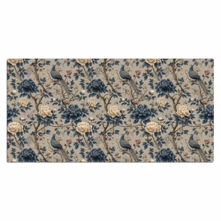 Pauw - Bloemen - Blauw Muismat XXL klein 681 -3d_leeg
